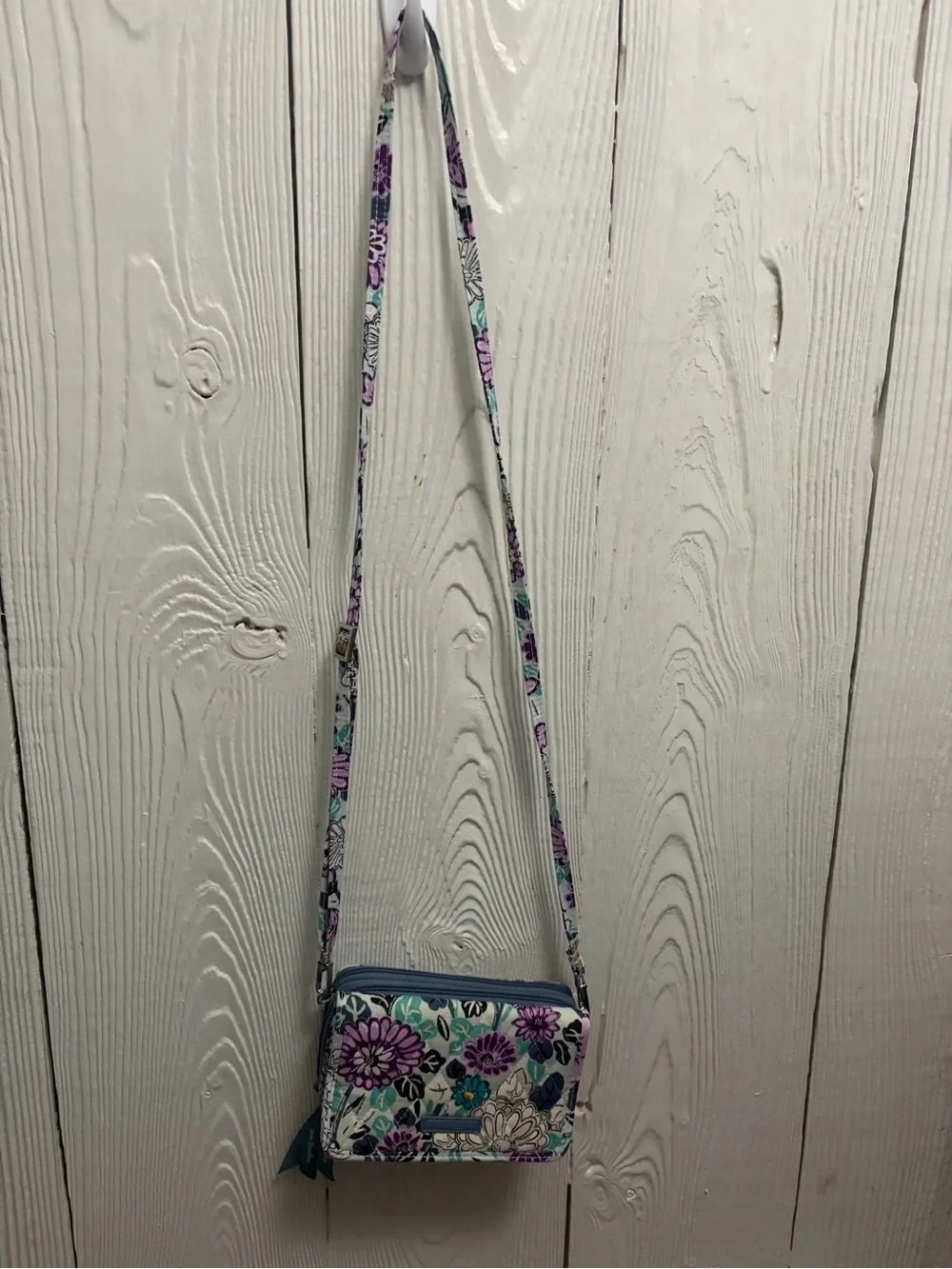 Vera Bradley Quilted Floral Convertible Wristlet in Purple, Teal & Navy